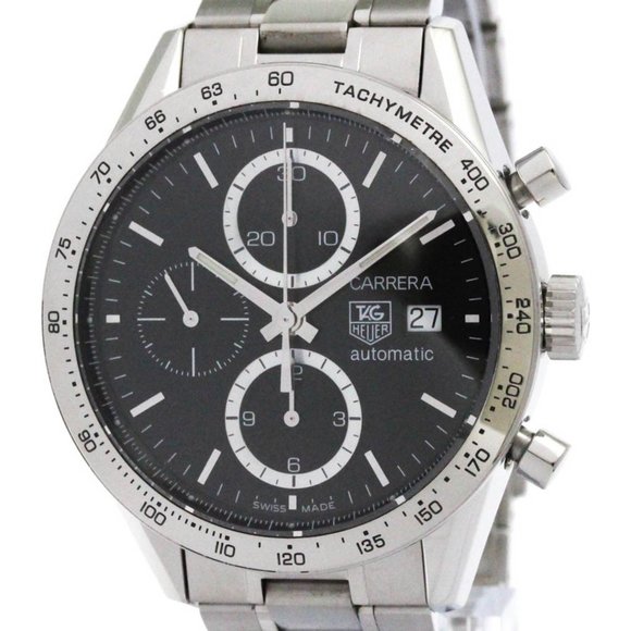 TAG HEUER Carrera Chronograph Steel Automatic Watch CV2016 Polished - Picture 1 of 9